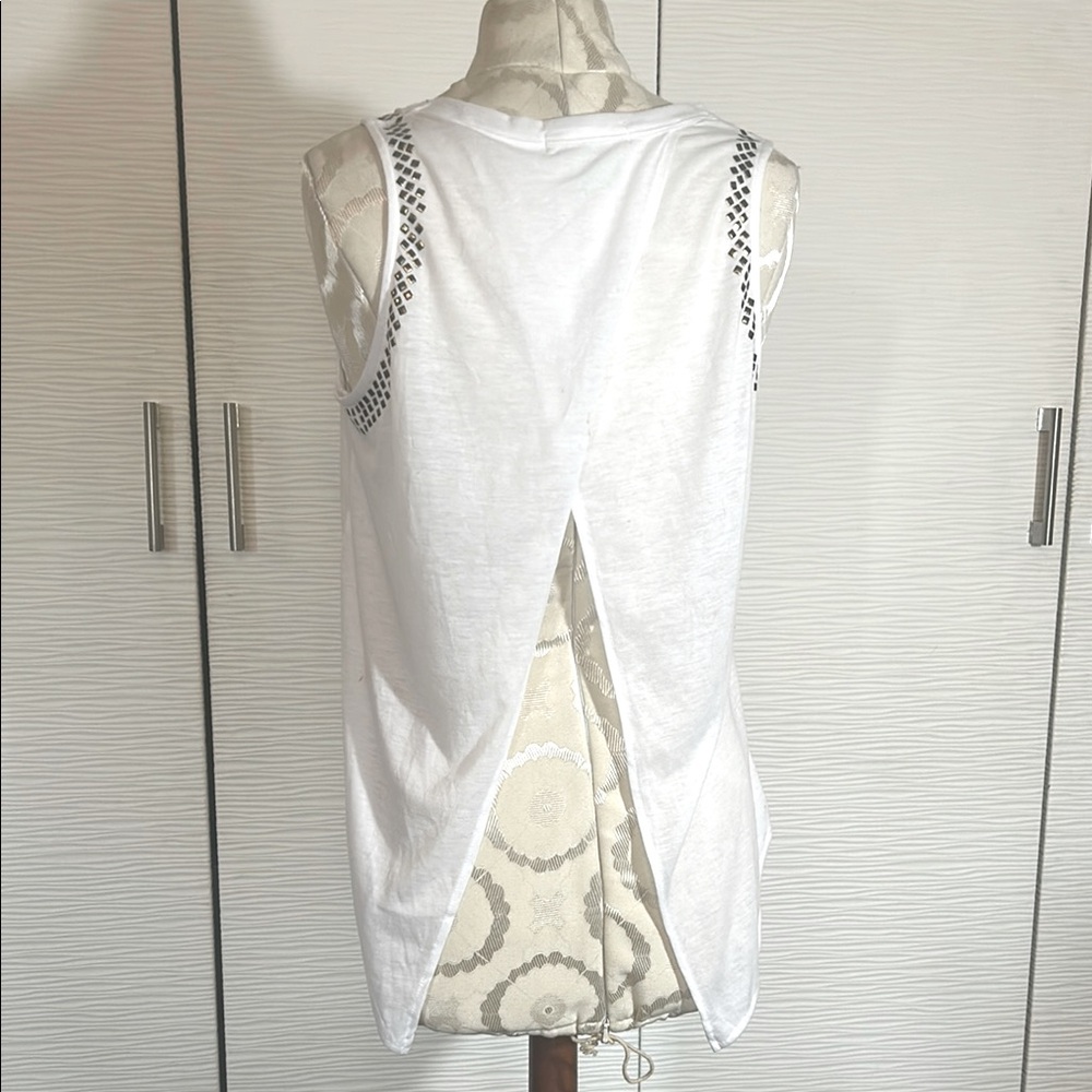 White Sleeveless Top with Studded Details, M/L